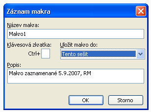 Dialog. okno Makro