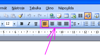 Tlačítka Zarovnání textu
